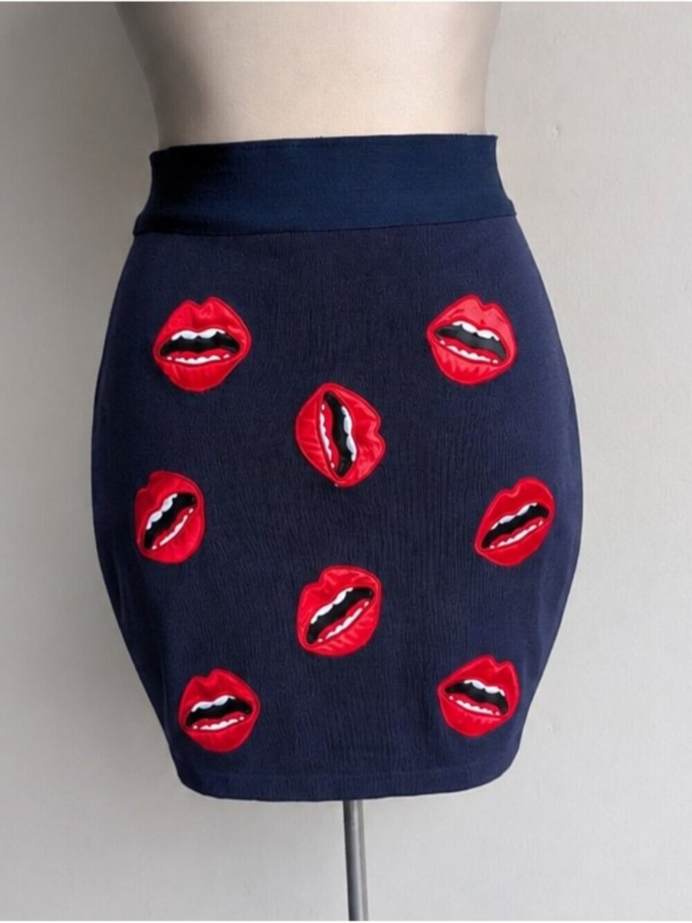 Sweewe Paris Mini Skirt with Red Lip Appliqués